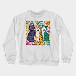 Three Cats Three Moods Crewneck Sweatshirt